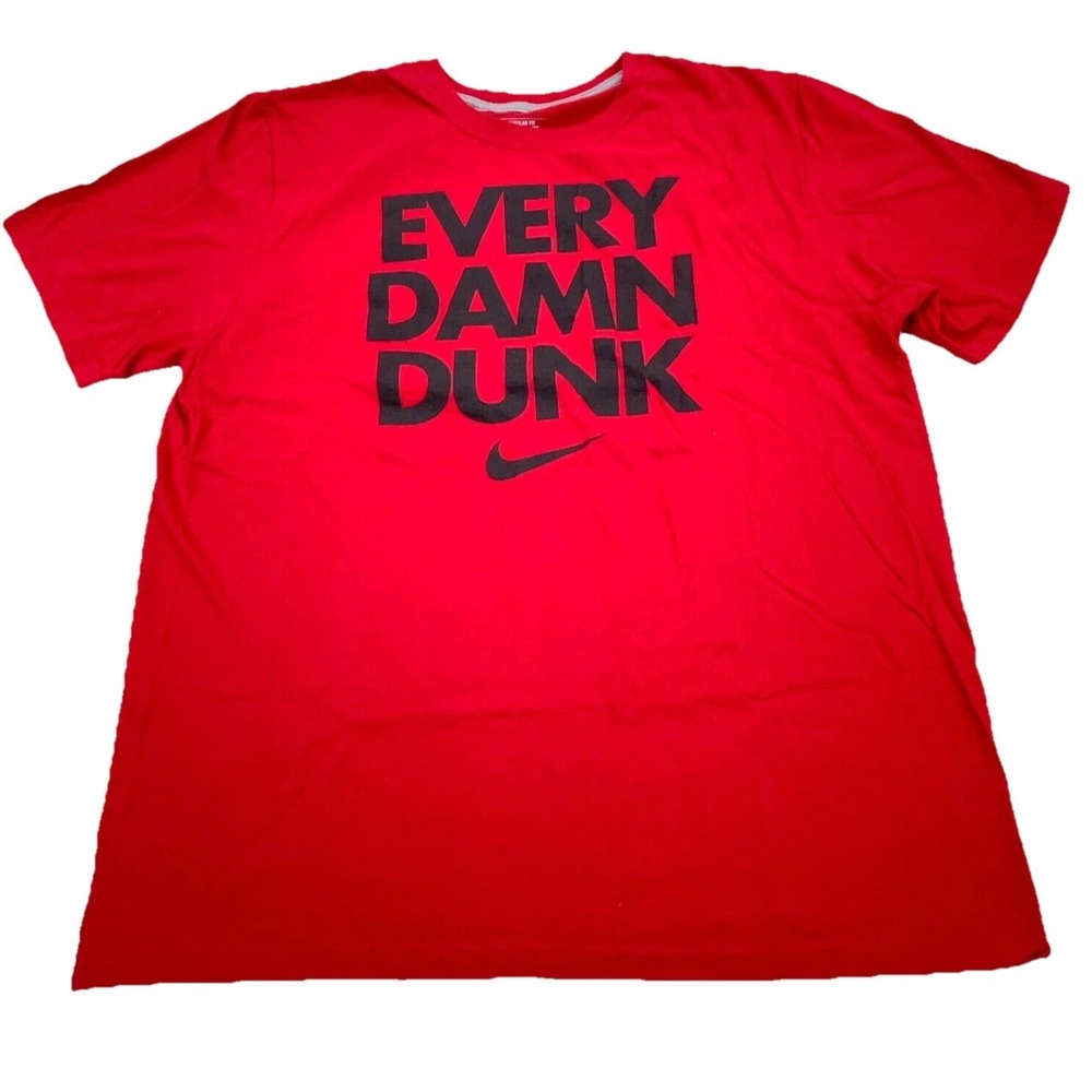 Nike Shirt Men XL Red Black Basketball Tee Regular Fit Dunk Center Swoosh Adult